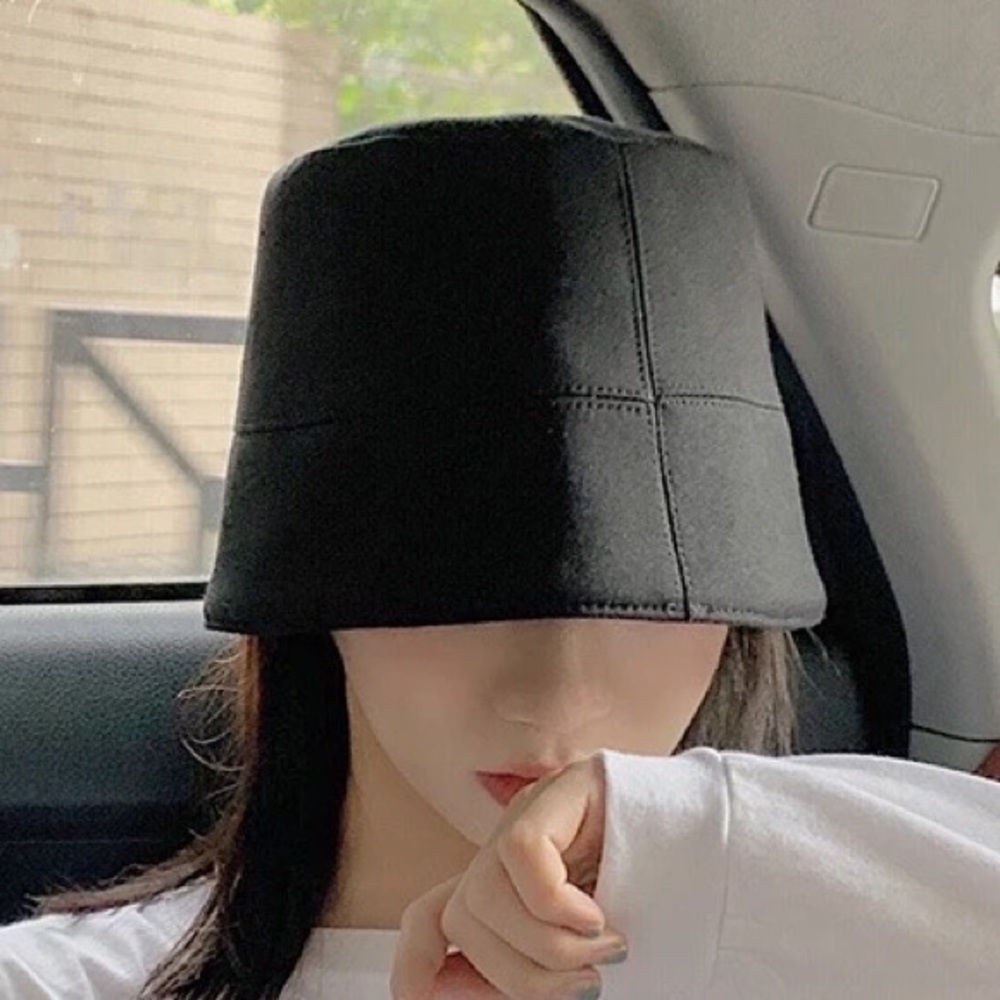 Black deep Panama bucket hat